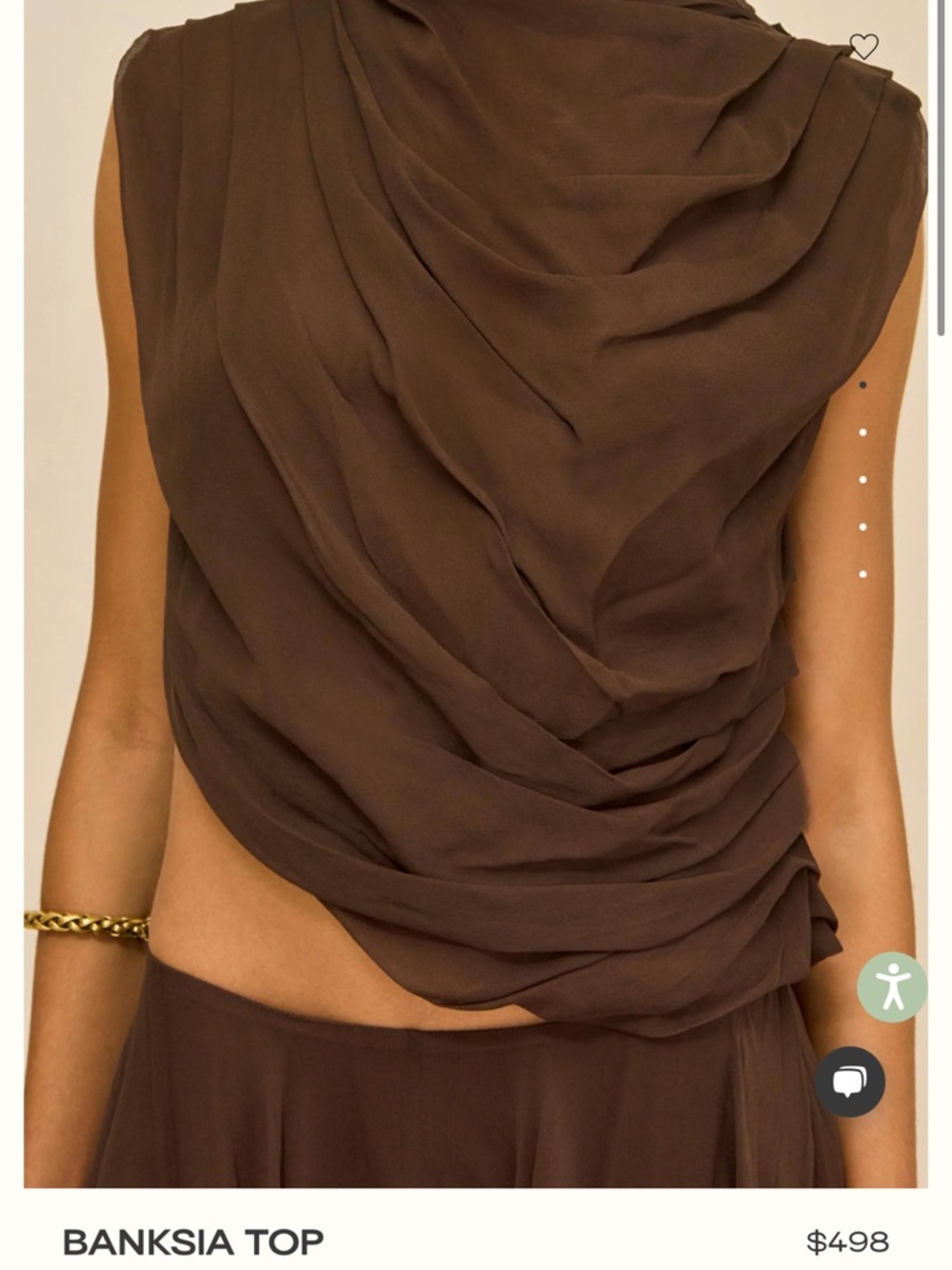 CULT GAIA Banksia Draped Brown Top size 2 BNWT